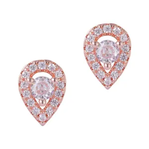 Pear Cut Halo Crystal Stud Earrings