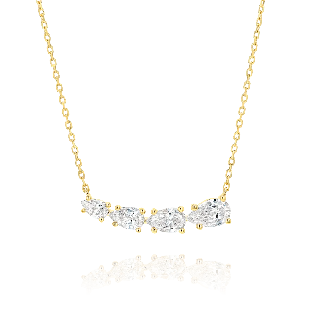 Pear Diamond Wing Pendant Yellow Gold