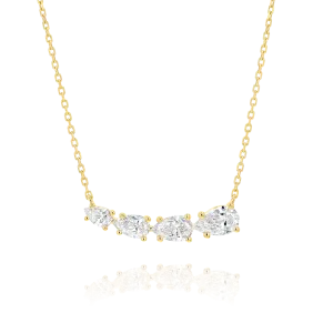 Pear Diamond Wing Pendant Yellow Gold