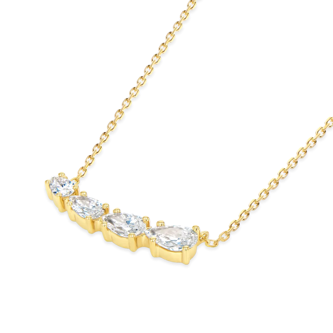 Pear Diamond Wing Pendant Yellow Gold