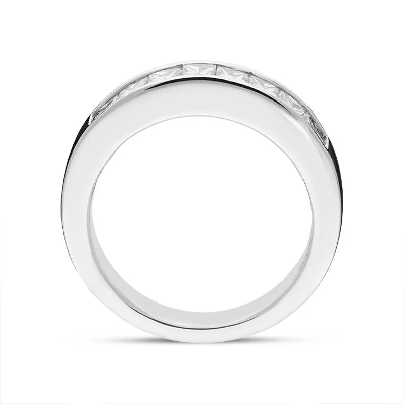 Platinum 0.97ct Diamond Eight Stone Princess Cut Half Eternity Ring D