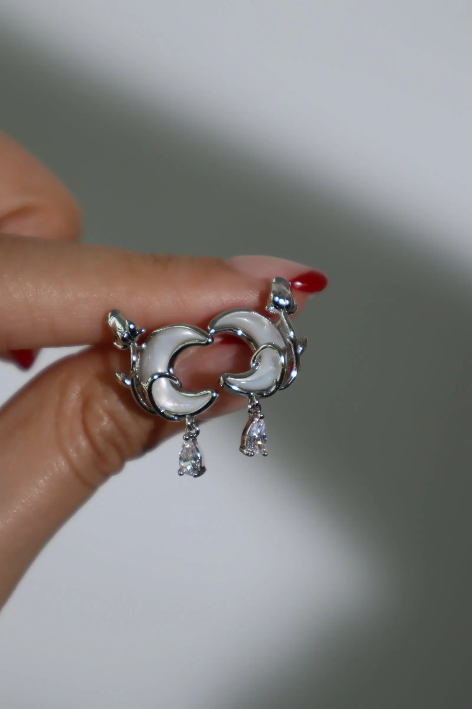 Platinum plated Moon Star Earrings