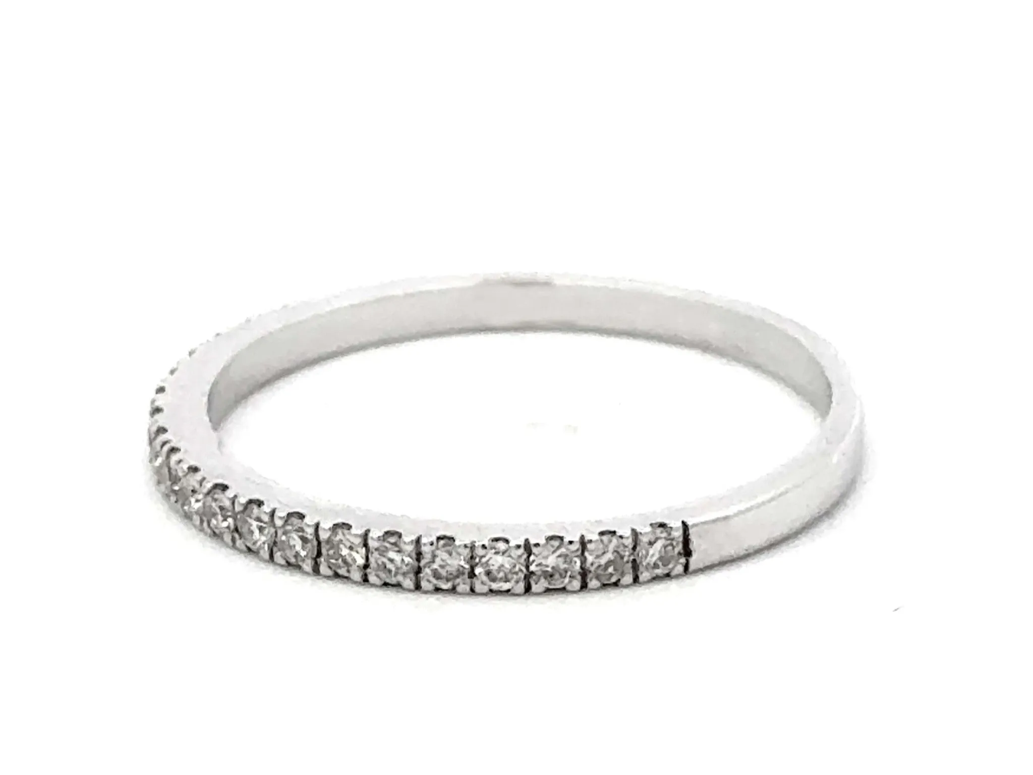 Prong Set Brilliant Cut Diamond Thin Band Ring 14k White Gold