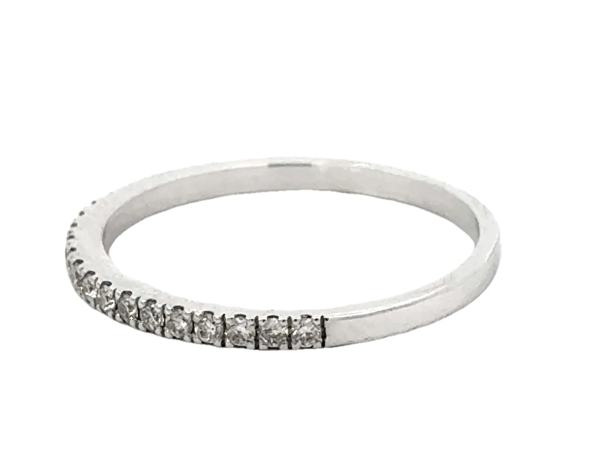Prong Set Brilliant Cut Diamond Thin Band Ring 14k White Gold