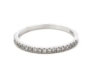 Prong Set Brilliant Cut Diamond Thin Band Ring 14k White Gold