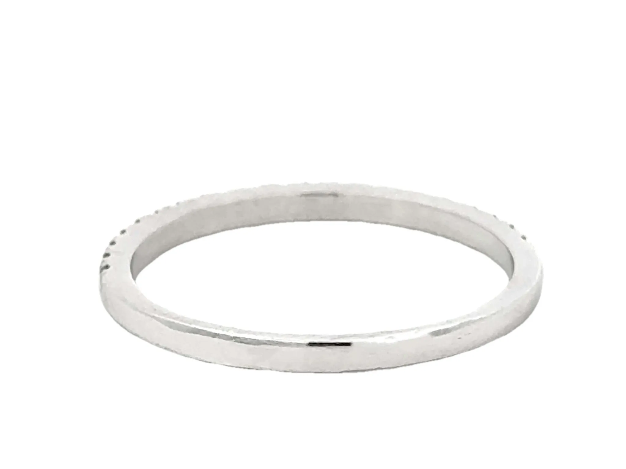 Prong Set Brilliant Cut Diamond Thin Band Ring 14k White Gold