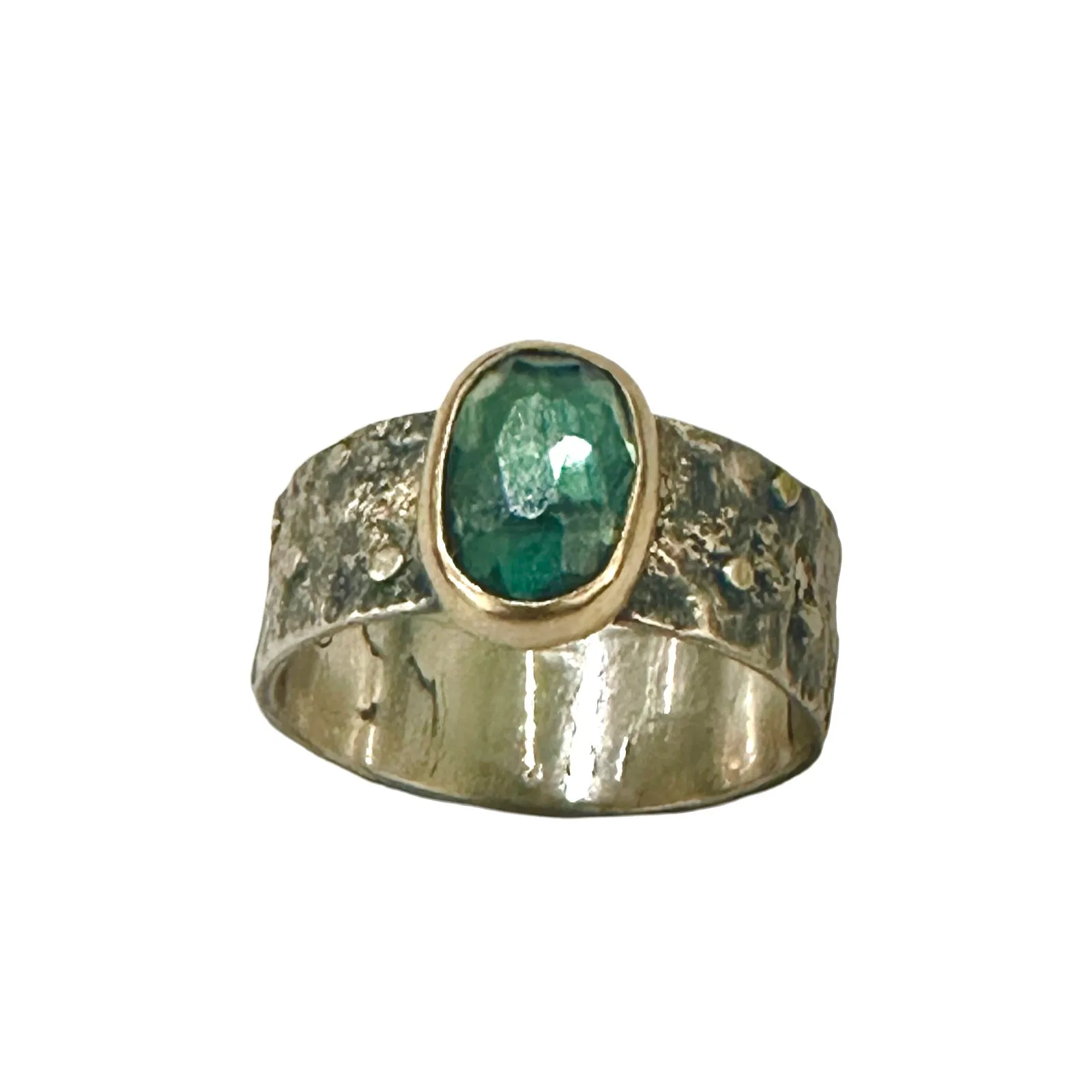 Rose Cut Indicolite Blue Tourmaline Stone Ring