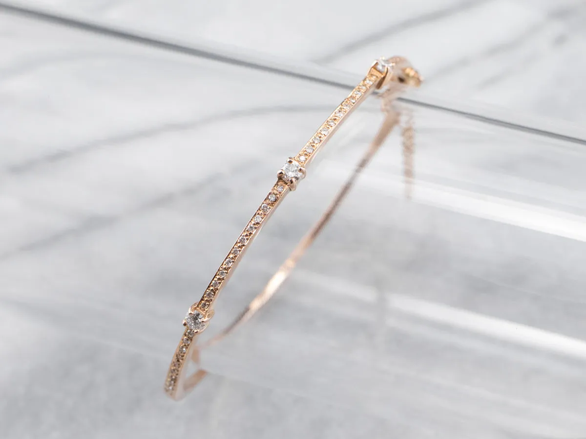 Rose Gold Diamond Bangle Bracelet