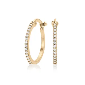 Round Brilliant hoop earrings with diamond simulants in 10 carat yellow gold