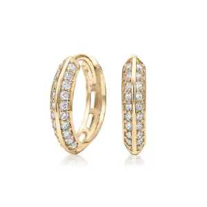 Round Brilliant hoop earrings with diamond simulants in 10 carat yellow gold