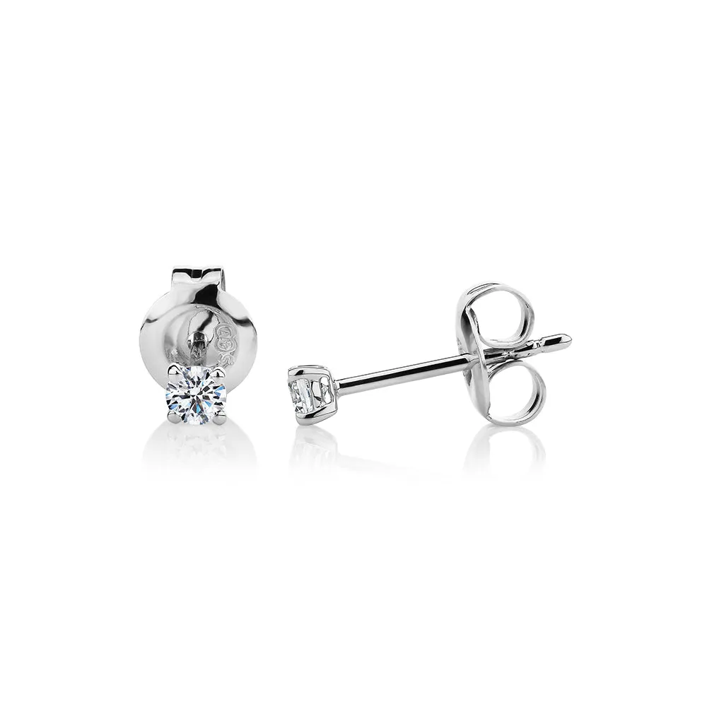Round Brilliant stud earrings with 0.15 carats* of diamond simulants in 10 carat white gold