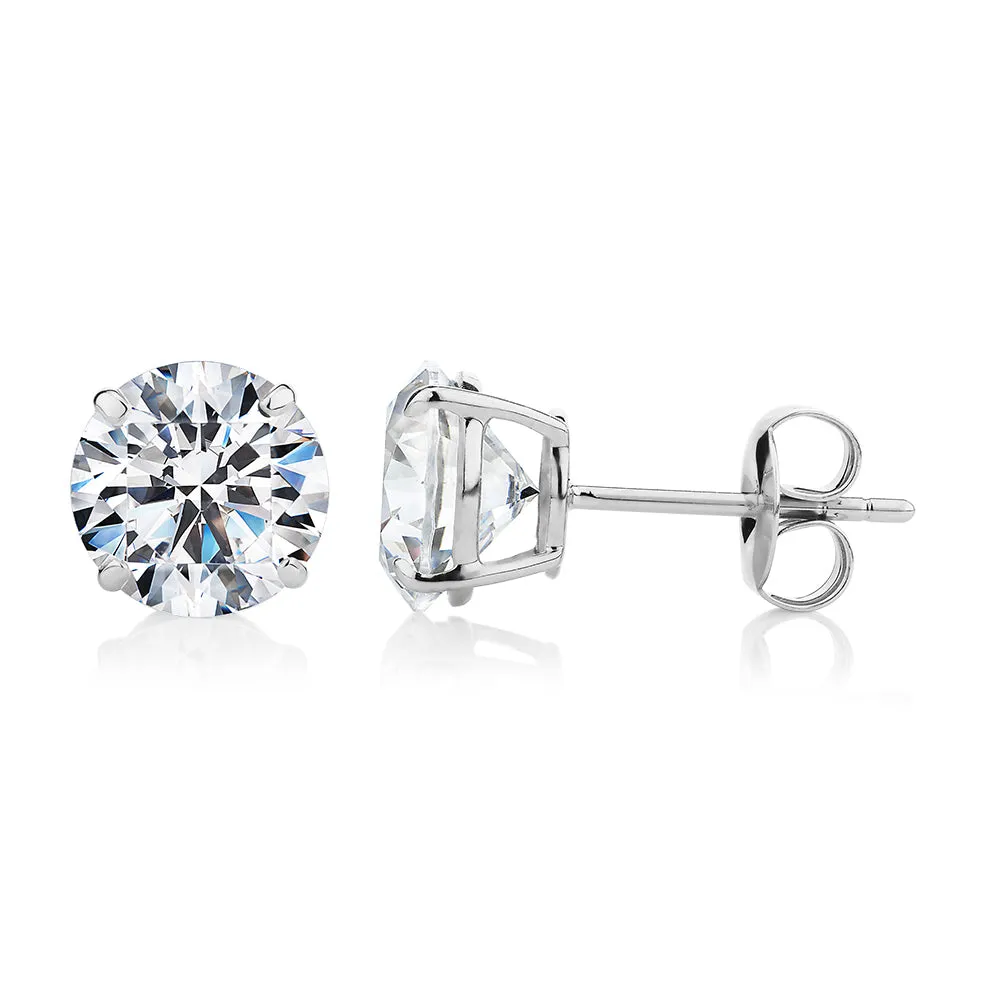 Round Brilliant stud earrings with 4 carats* of diamond simulants in 10 carat white gold