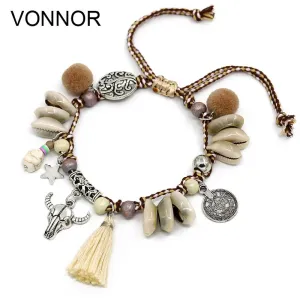 Shell Anklets for Women Boho Foot Jewelry Beach Barefoot Sandals ankle bracelet leg Female Tassel Ankle strap Dropshipping