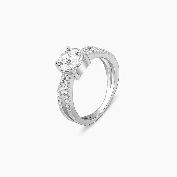 Silver Midnight Glitter Ring