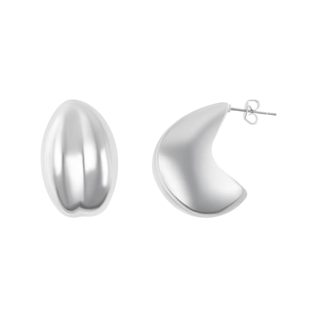 Silver Plated Puff Hoop Earrings