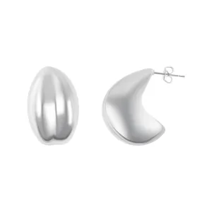 Silver Plated Puff Hoop Earrings