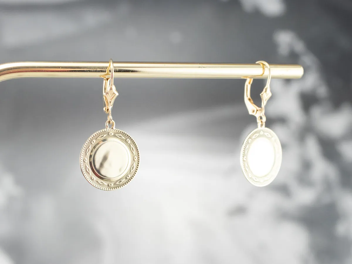 Simply Chic Gold Disk Drop Earrings