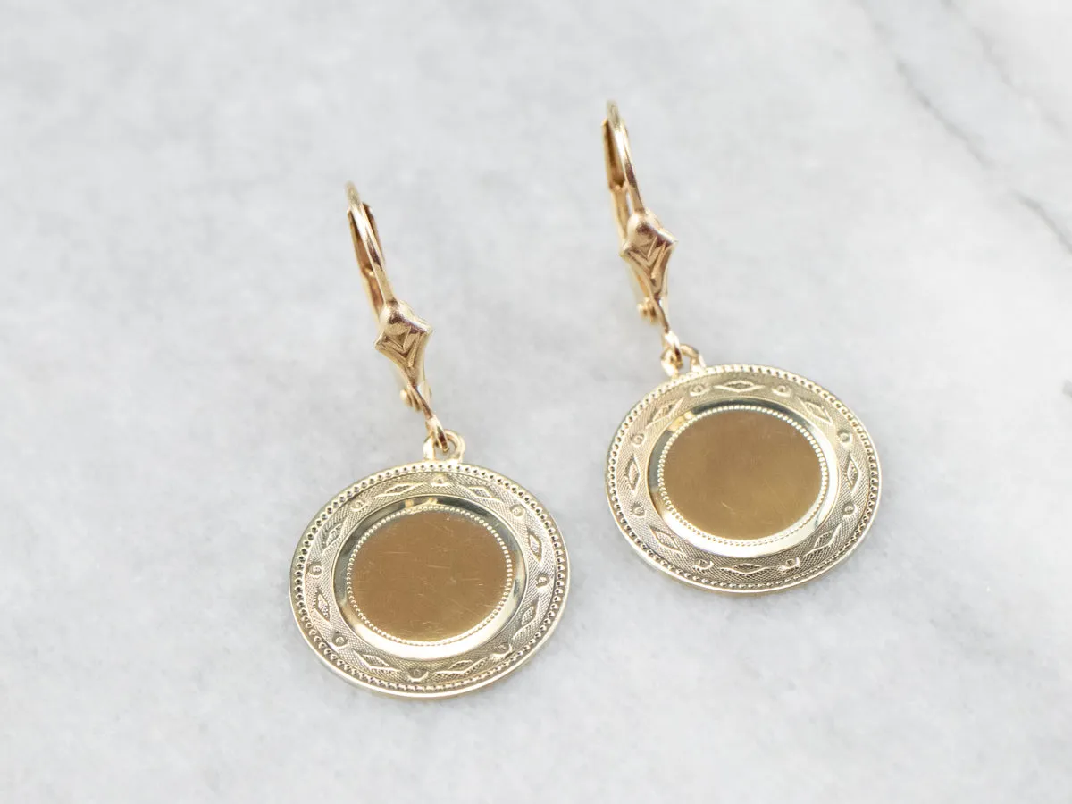 Simply Chic Gold Disk Drop Earrings