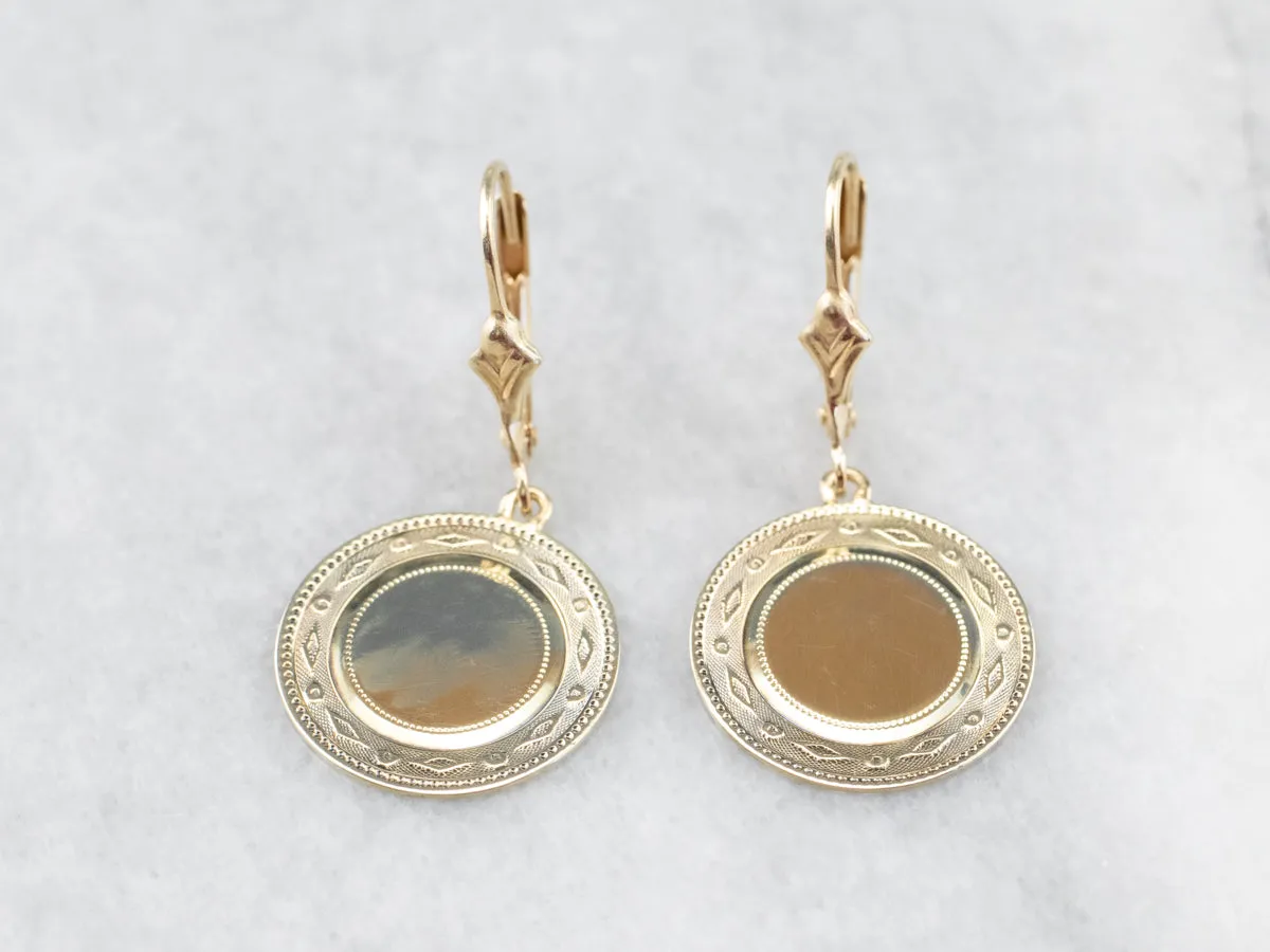 Simply Chic Gold Disk Drop Earrings
