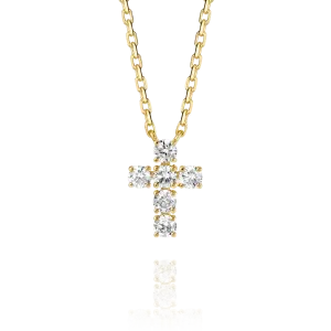 Small Diamond Cross Pendant Yellow Gold