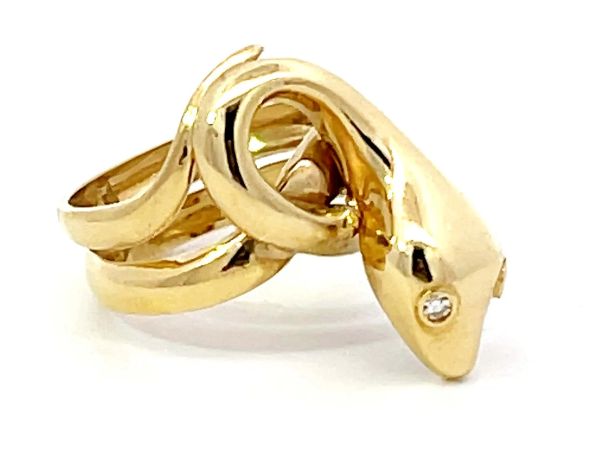 Snake Diamond Eyes Ring in 18K Yellow Gold
