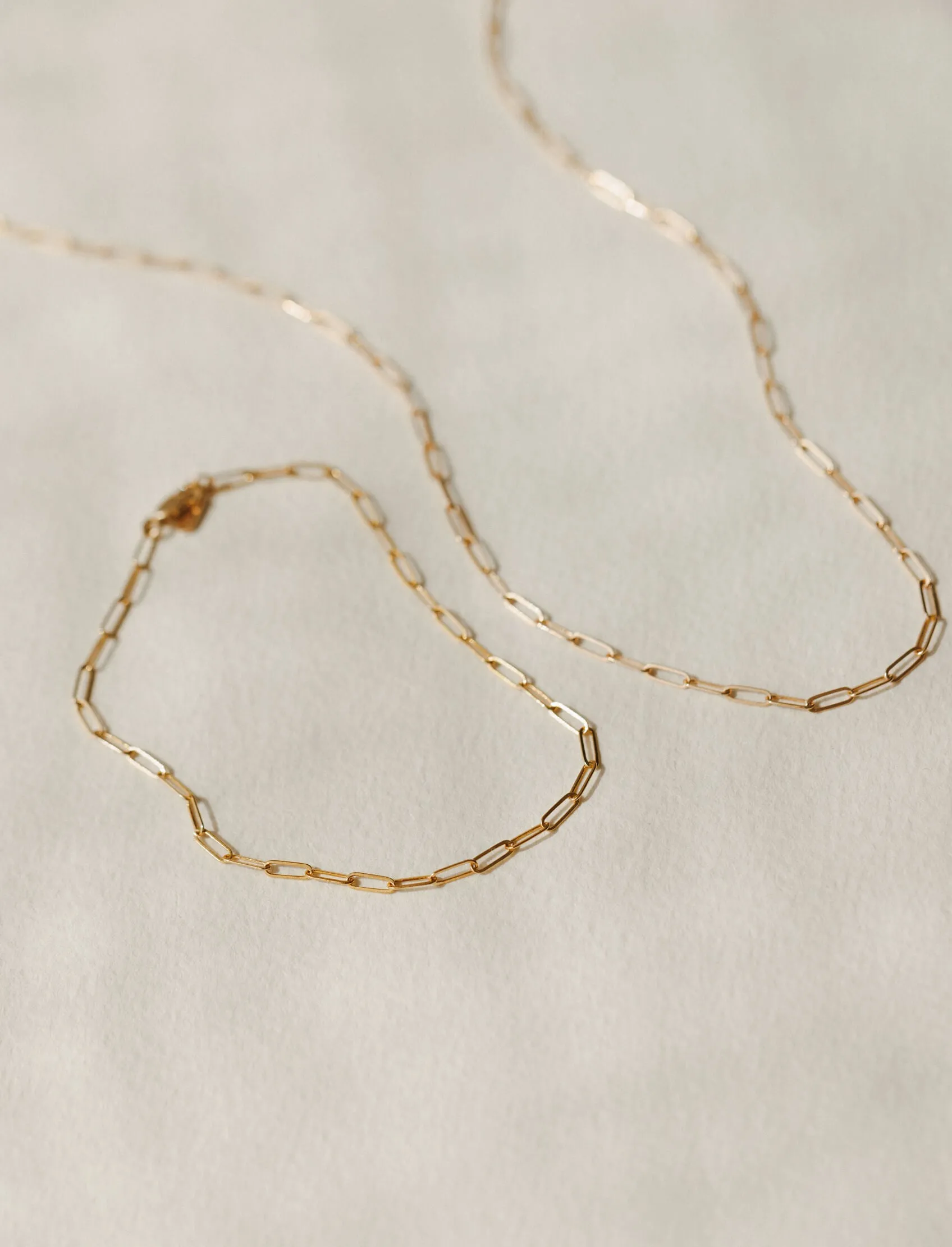 Solid Gold Dainty Paperclip Chain