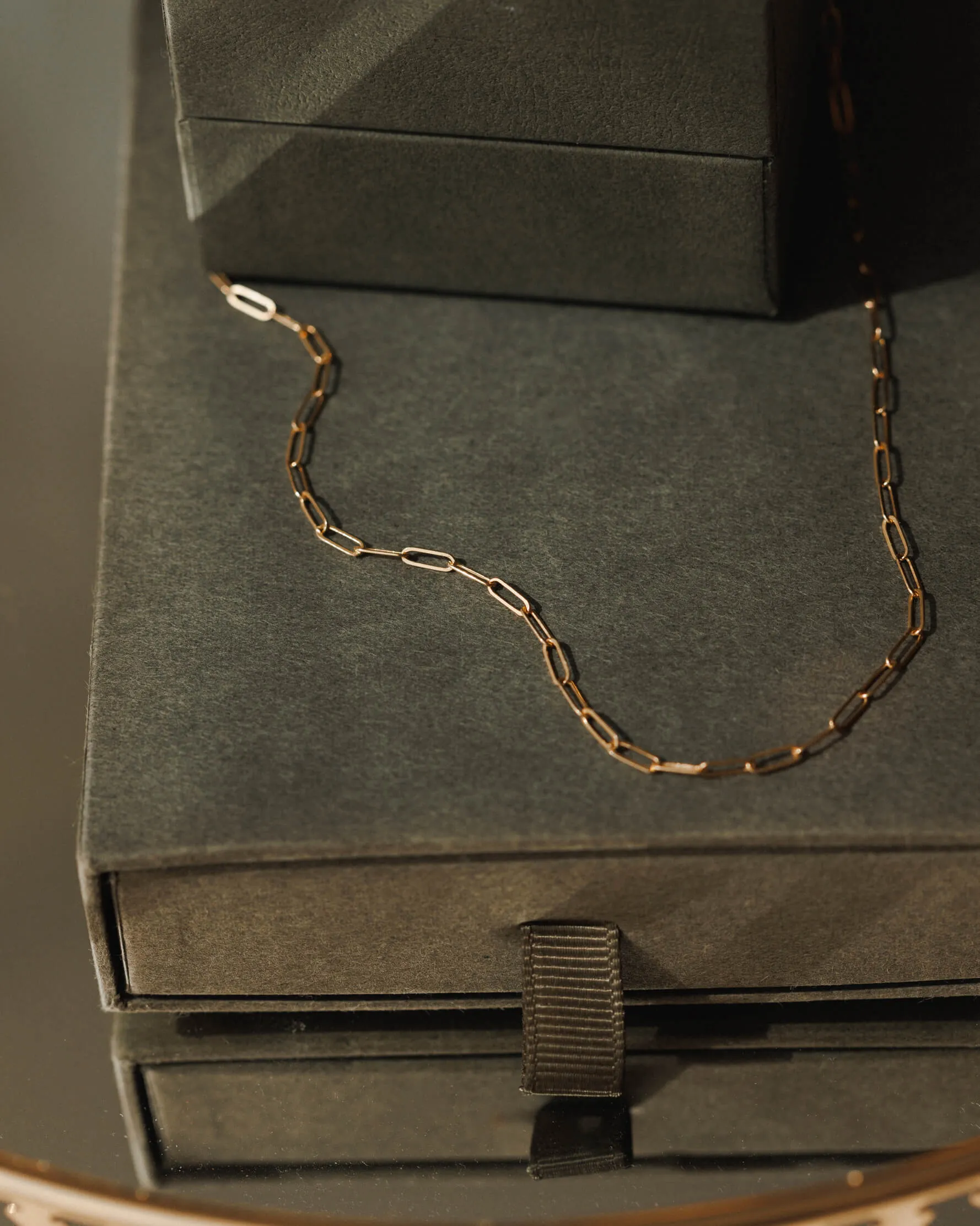 Solid Gold Dainty Paperclip Chain