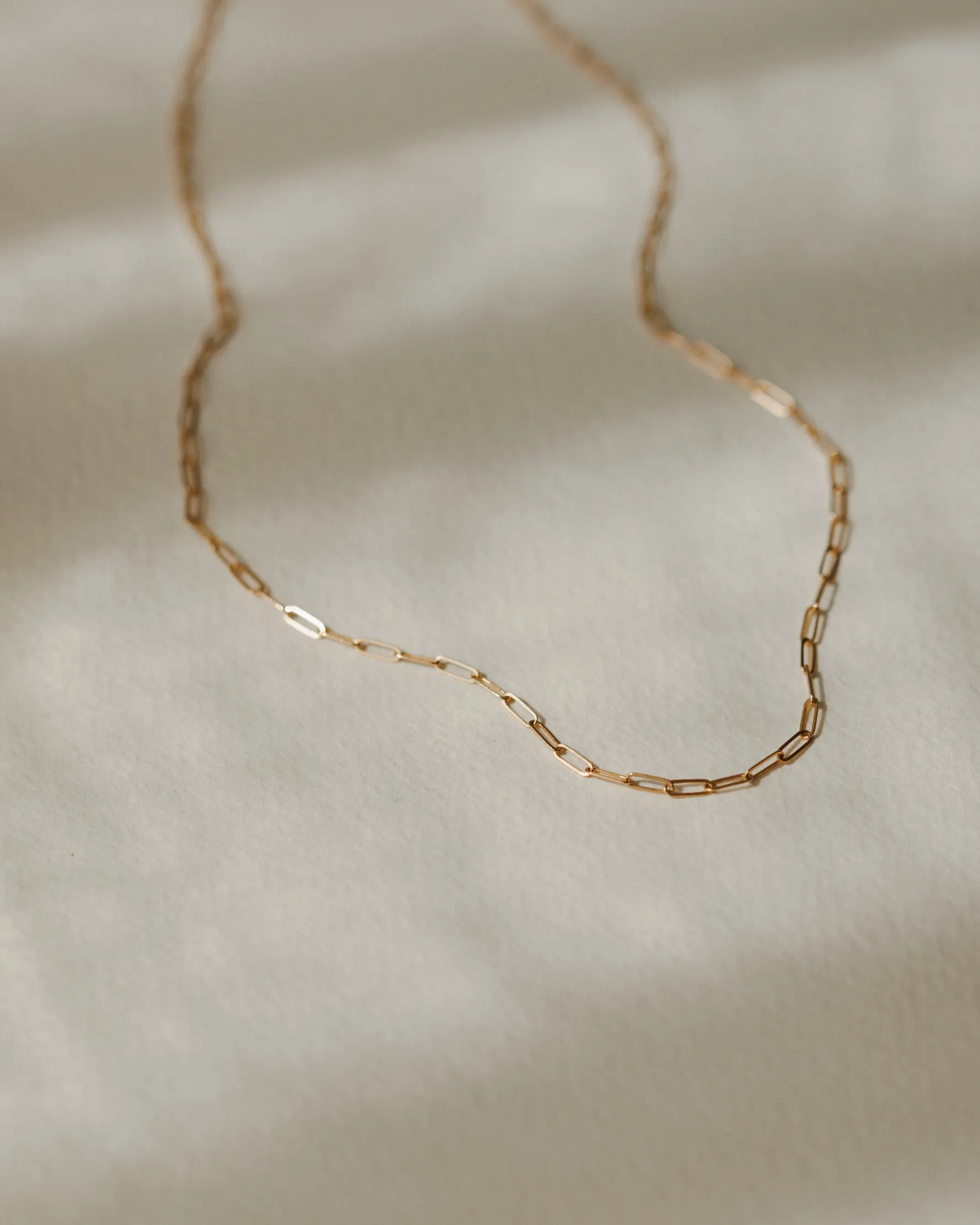 Solid Gold Dainty Paperclip Chain