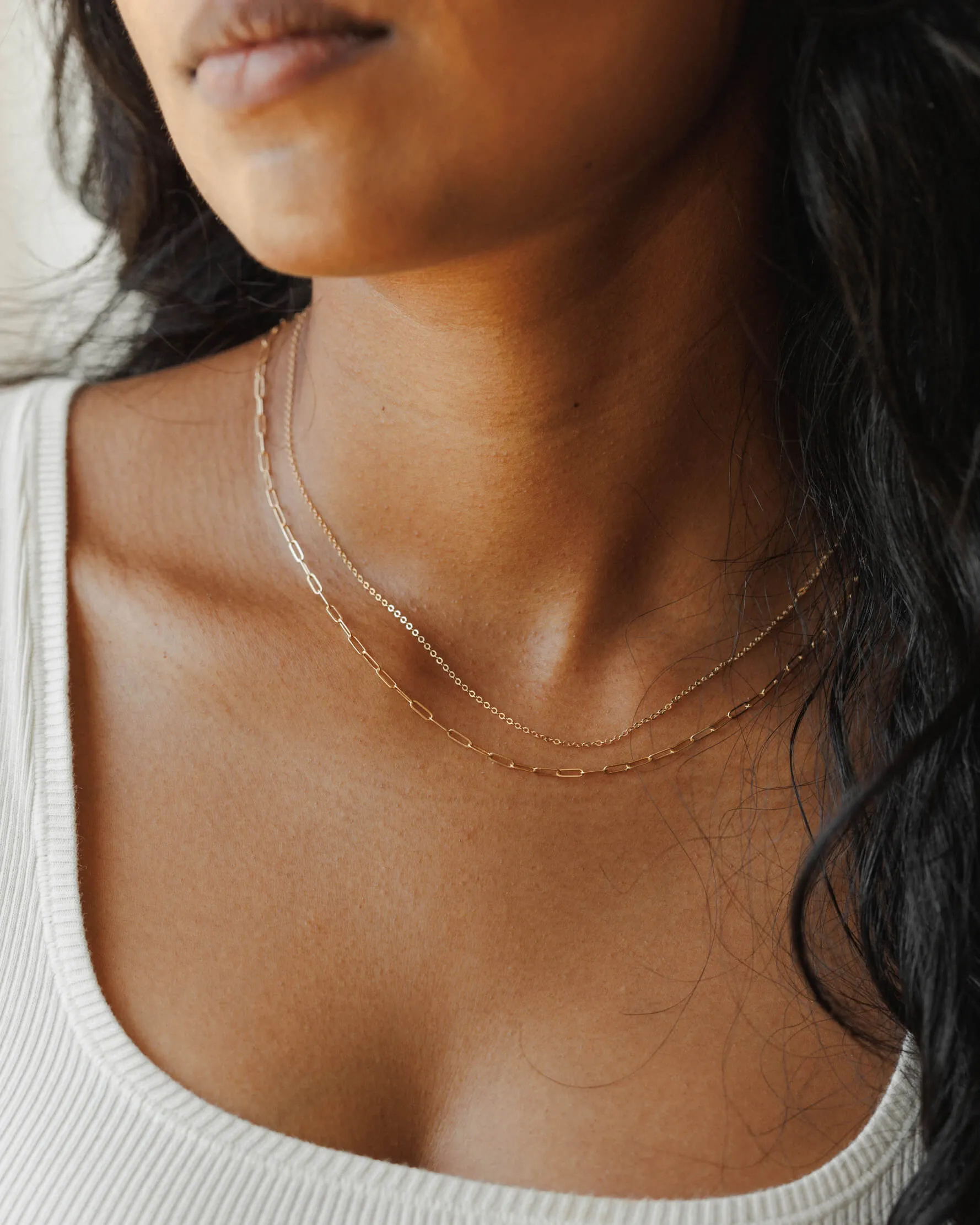 Solid Gold Dainty Paperclip Chain