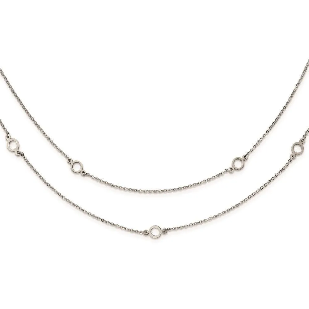 Stainless Steel Two Strand w/2in. Ext. Necklace