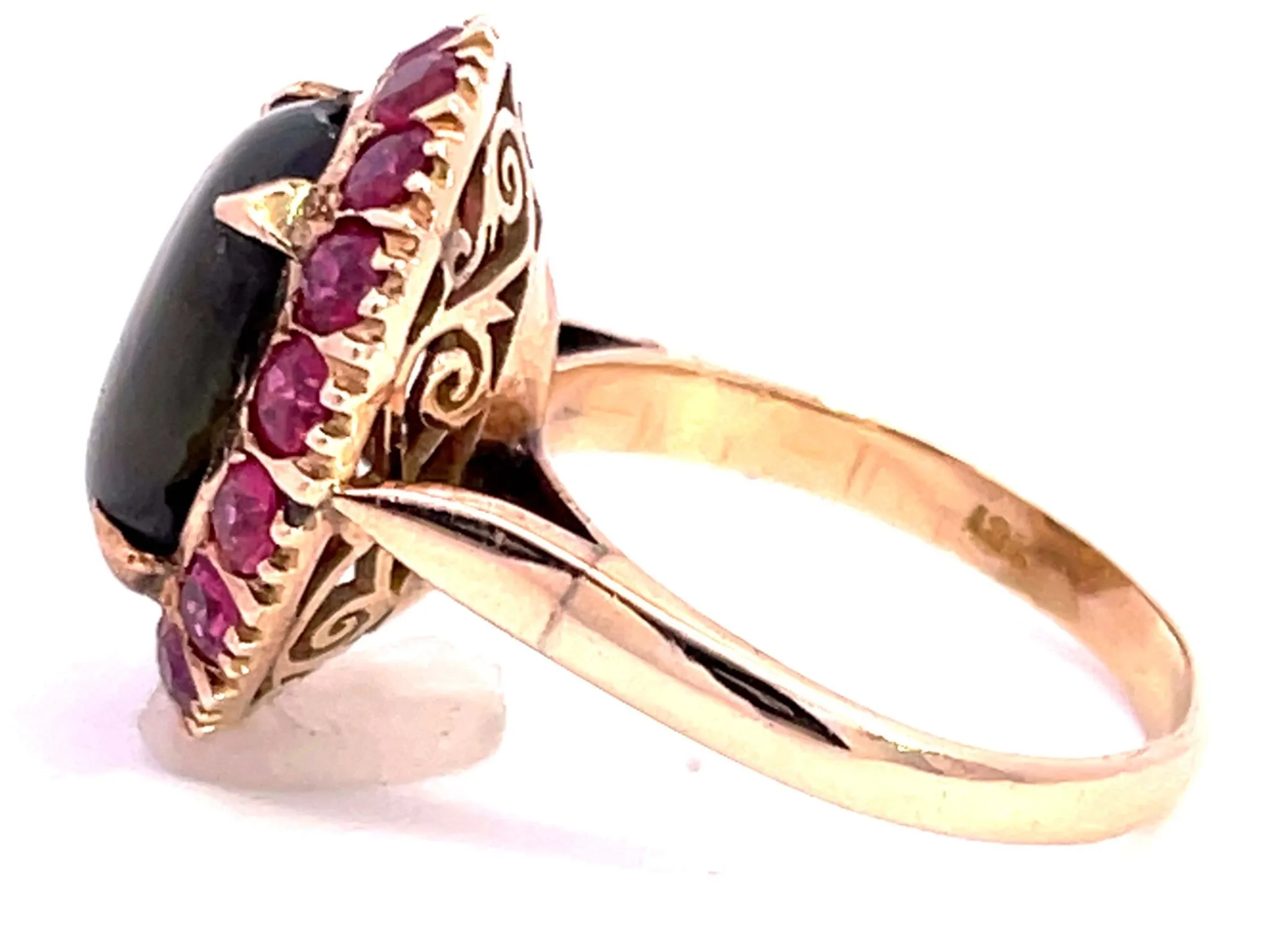 Star Sapphire Ruby Halo Ring in 18k Yellow Gold