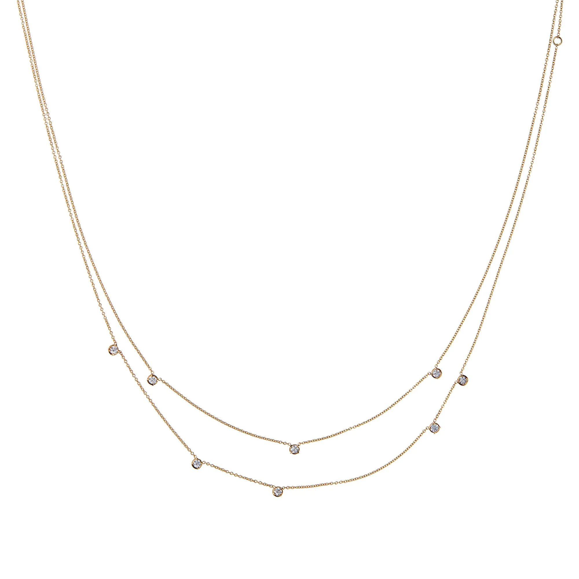 Stellar Three Star 18K Gold Necklace w. Diamonds