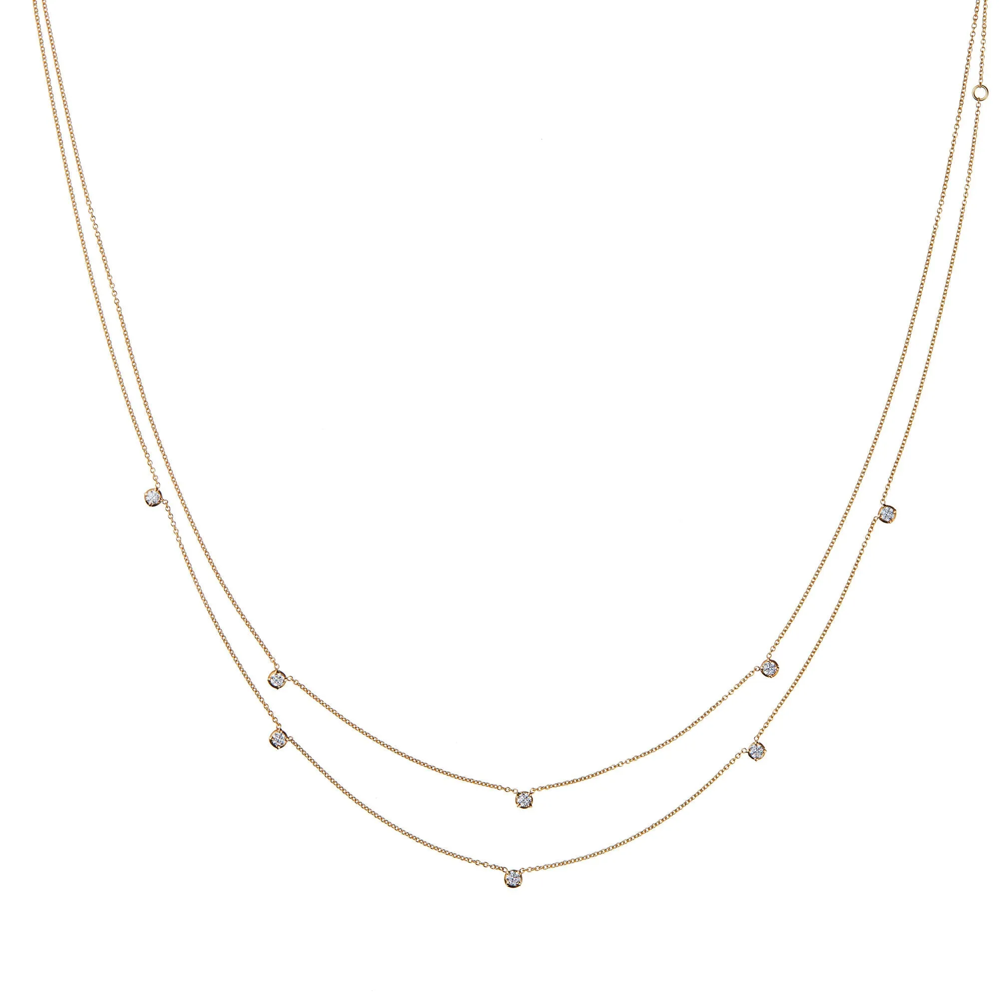 Stellar Three Star 18K Gold Necklace w. Diamonds