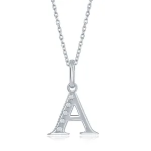 Sterling Silver Diamond "A" Initial Pendant Chain