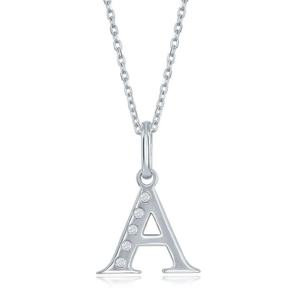 Sterling Silver Diamond "A" Initial Pendant Chain