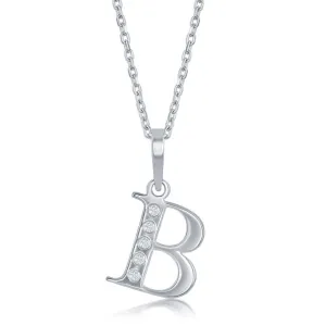 Sterling Silver Diamond "B" Initial Pendant Chain