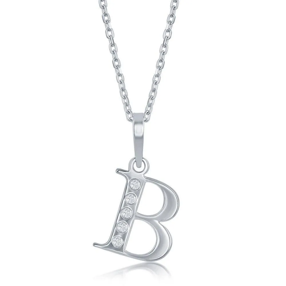 Sterling Silver Diamond "B" Initial Pendant Chain