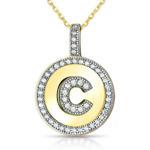 Sterling Silver Gold Plated Circle "C" Pendant with Chain