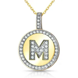 Sterling Silver Gold Plated Circle "M" Pendant with Chain