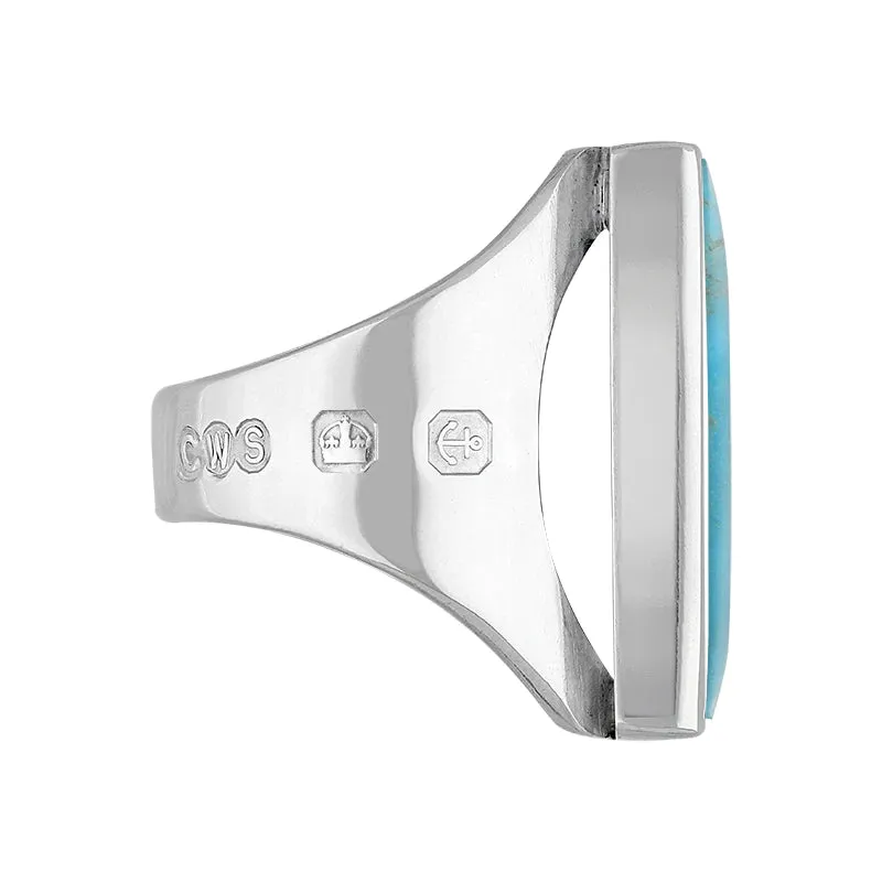 Sterling Silver Turquoise Hallmark Medium Square Ring