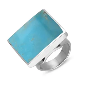 Sterling Silver Turquoise Hallmark Medium Square Ring