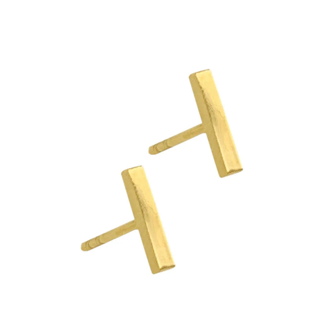 Tarnish Resistant 14k Gold Plated Bar Studs