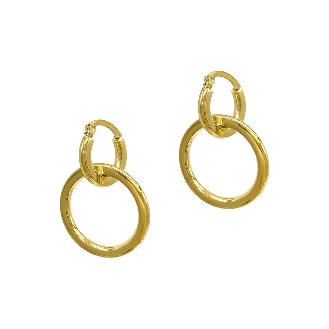 Tarnish Resistant 14k Gold Plated Dangle Hoop Earrings