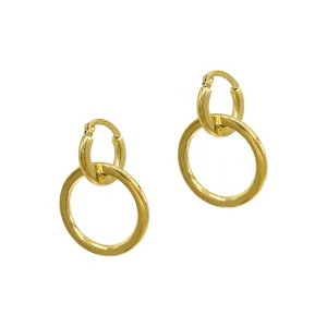 Tarnish Resistant 14k Gold Plated Dangle Hoop Earrings