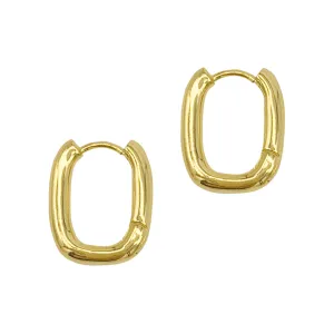 Tarnish Resistant 14k Gold Plated Rectangle Hoop Earrings