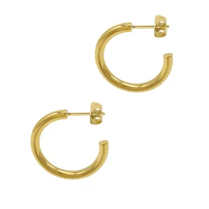 Tarnish Resistant 14k Gold Plated Tube Hoops