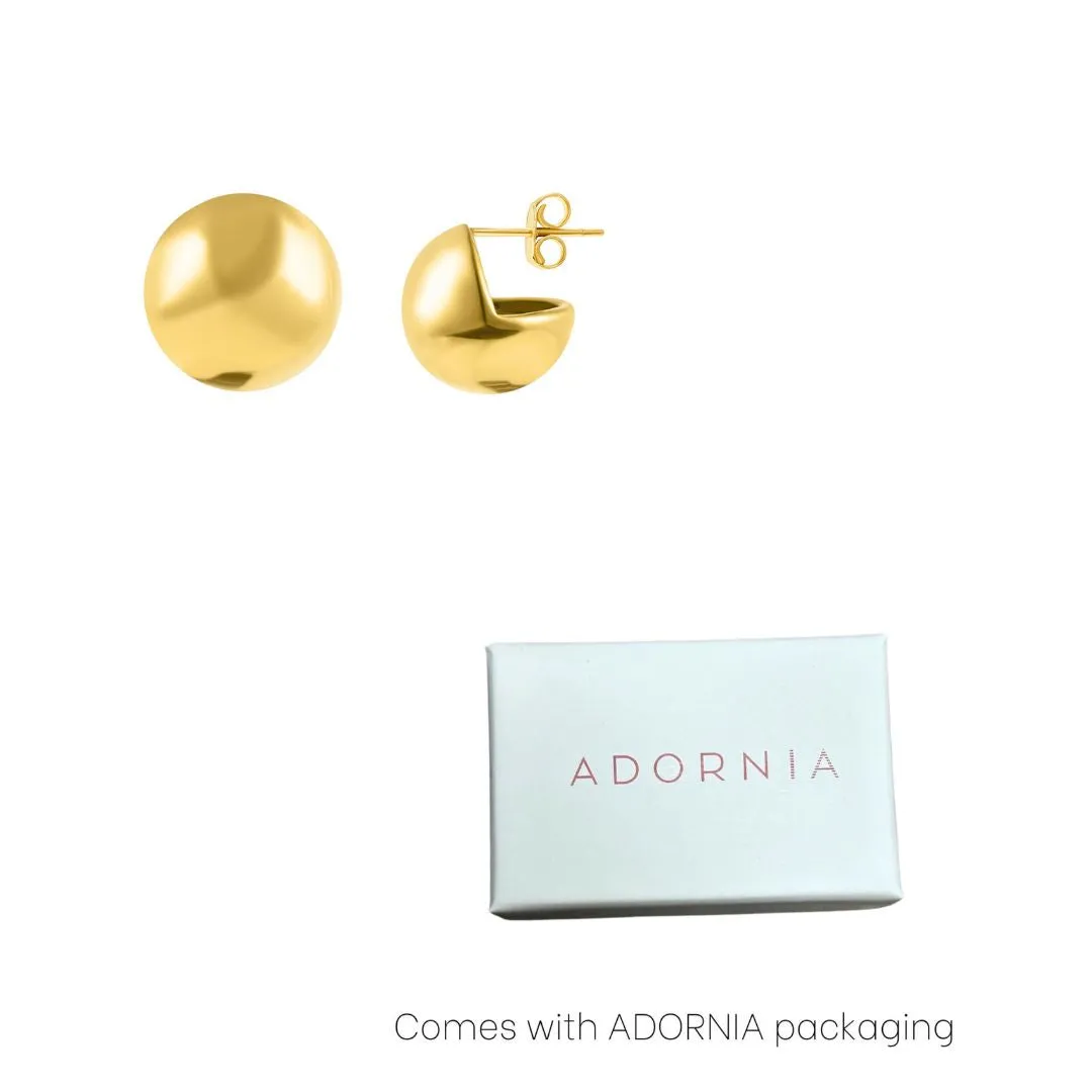Tarnish Resistant 18k Gold Plated Oversized Ball Stud Earrings