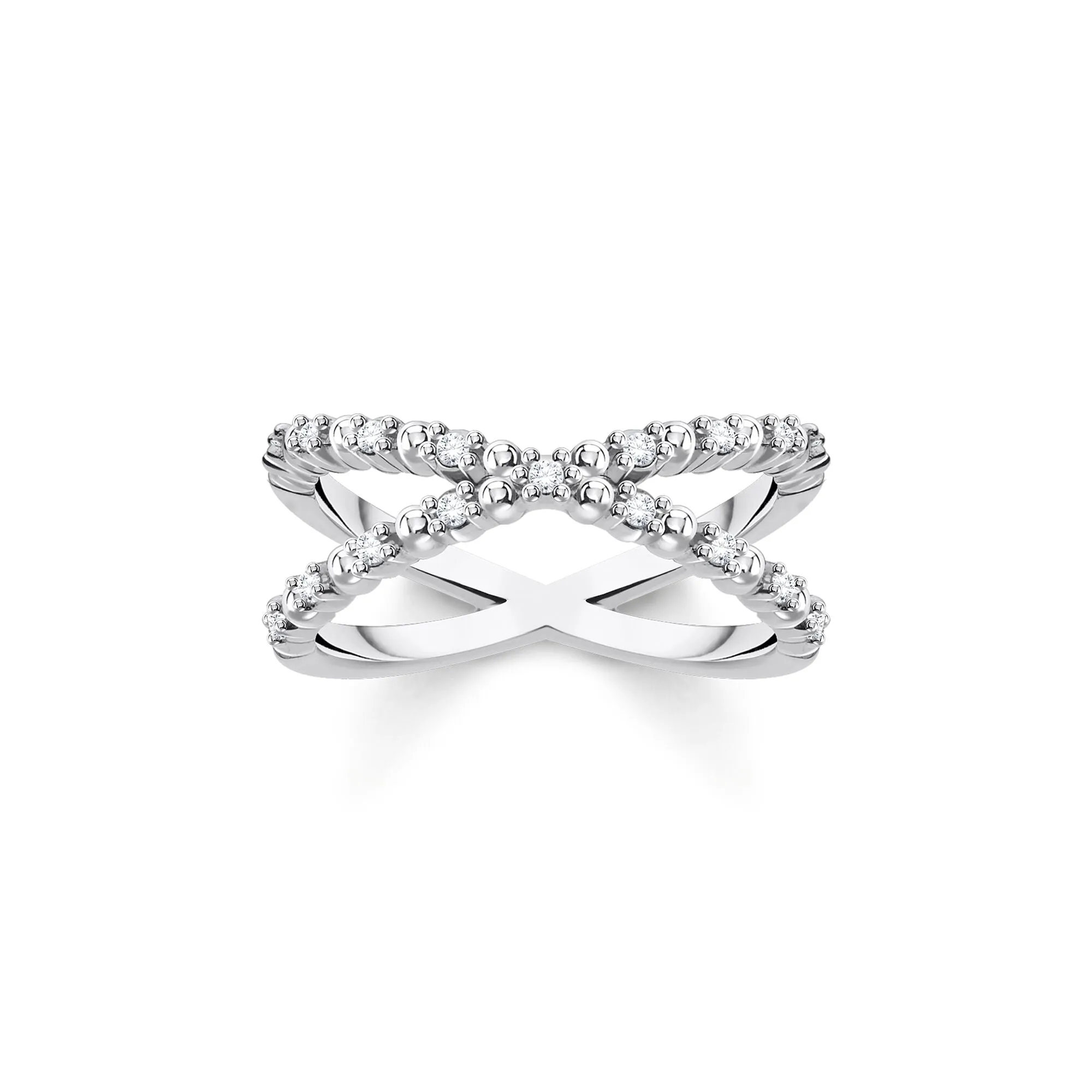 Thomas Sabo Charm Club Sterling Silver White CZ X Shape Ring