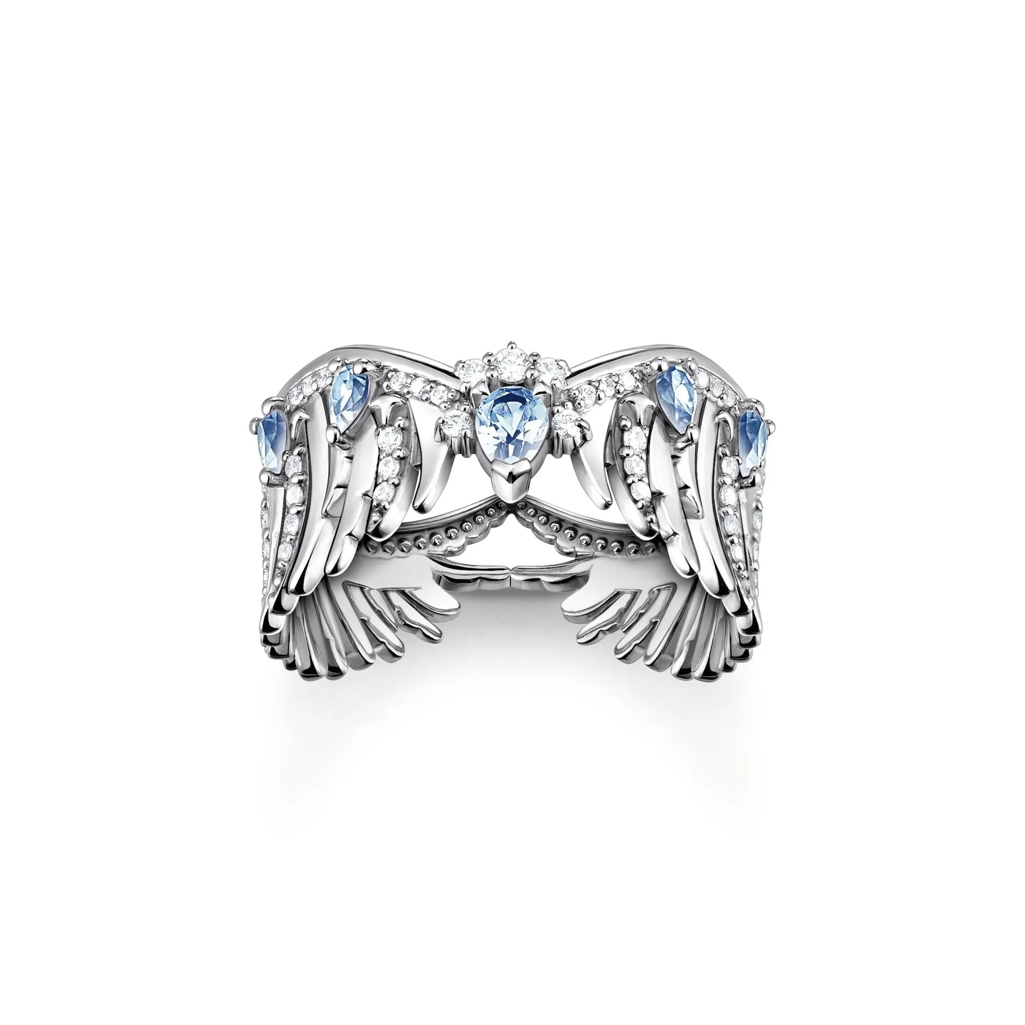 Thomas Sabo Sterling Silver Phoenix Wing Blue Stones Ring D