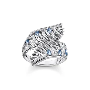 Thomas Sabo Sterling Silver Phoenix Wing Blue Stones Ring